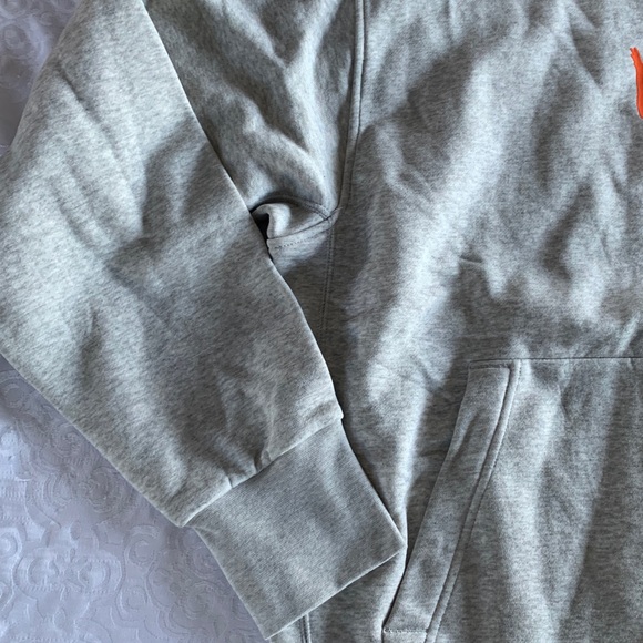 Nike Light Gray Hoodie with Bright Orange Graphic - Picture 2 of 14